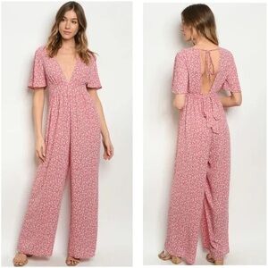 Elegant Pink Floral Jumpsuit
